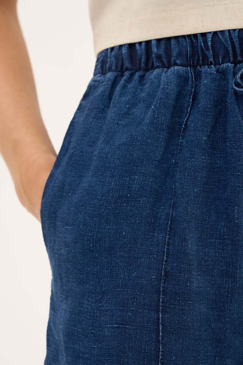 %100 Keten Denim Pantolon