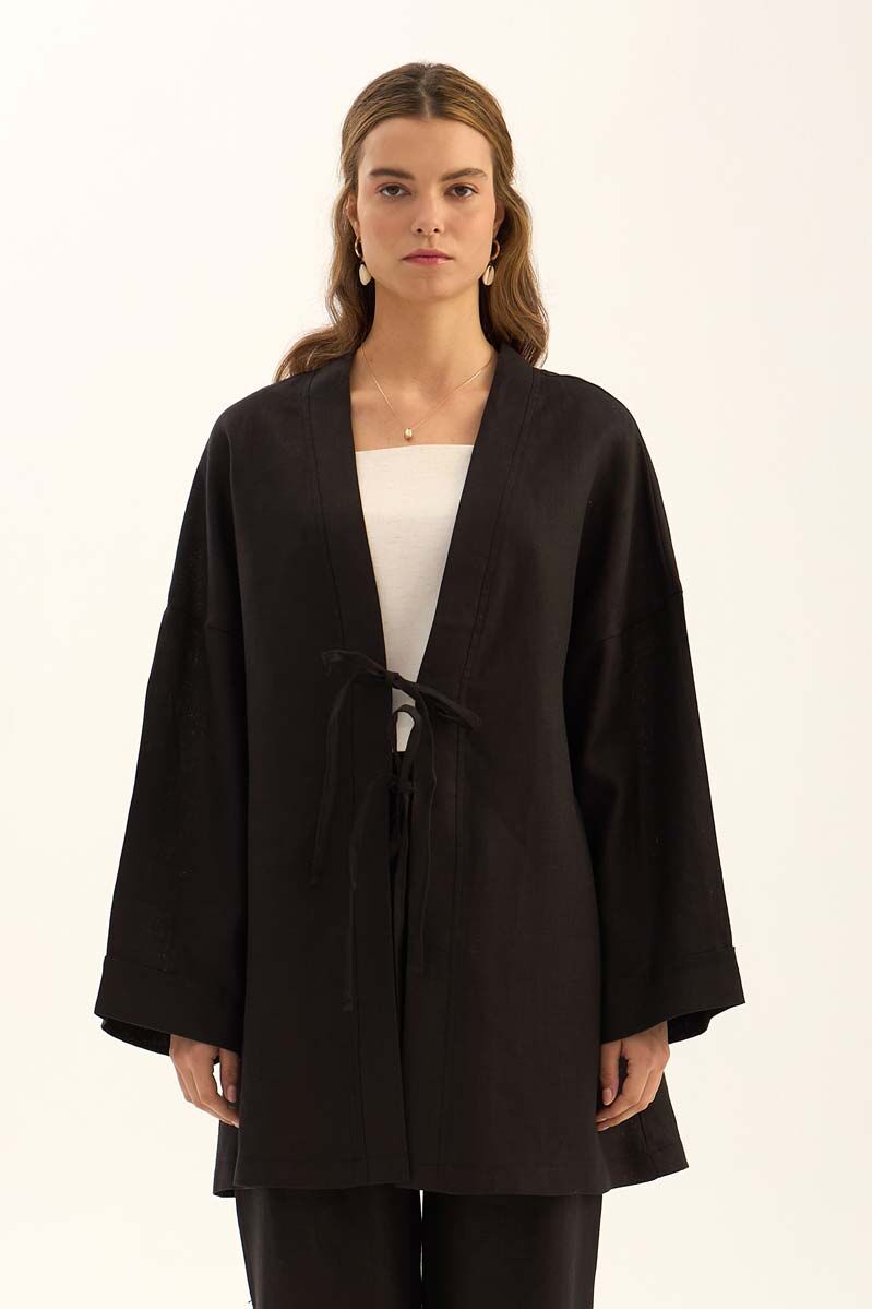 %100 Keten Kimono