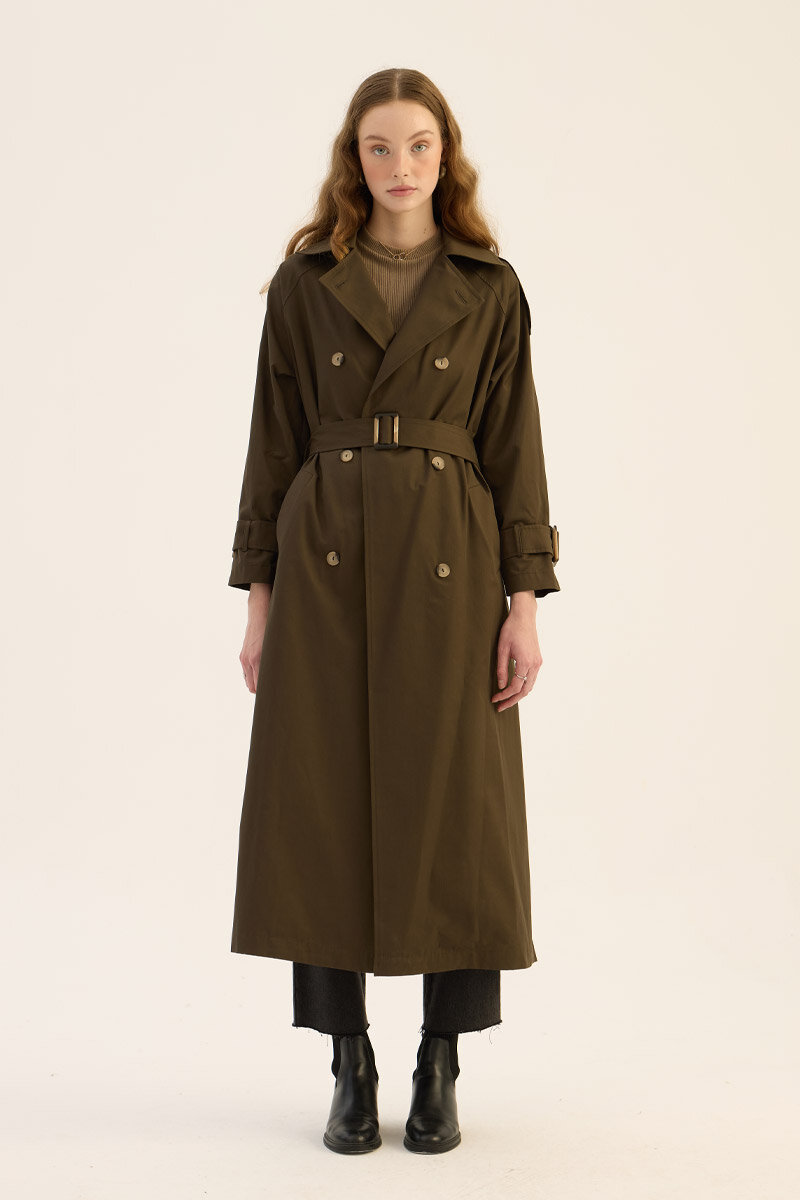Yırtmaçlı Oversize Trençkot